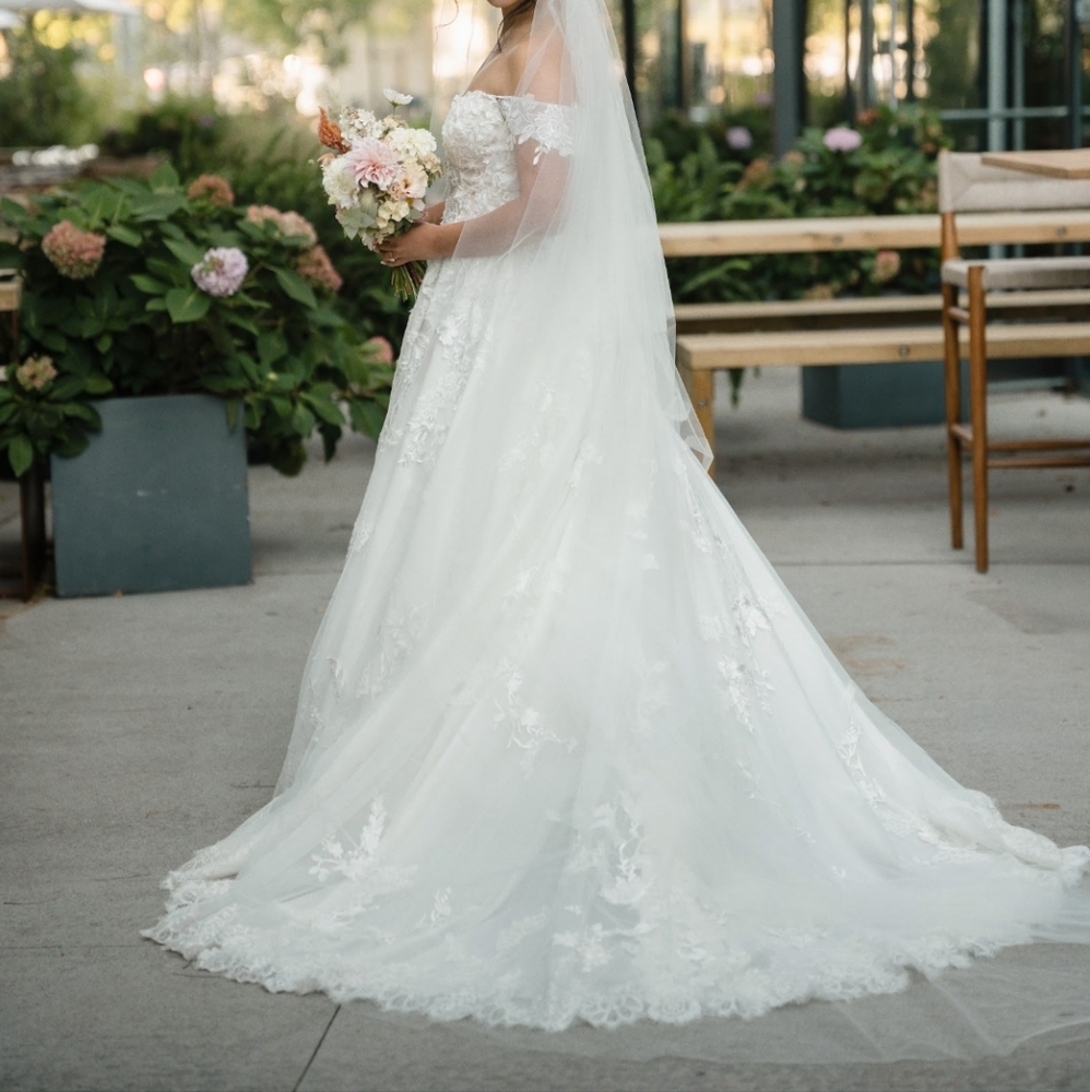 Pronovias Elcira White Lace Wedding Dress